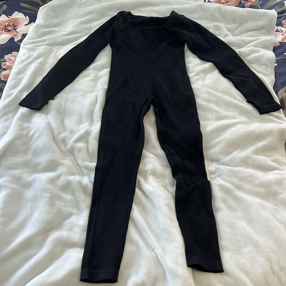 Black ribbed jumpsuit
